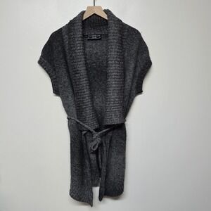 Pringle 1815 Scotland Alpaca Merino Wool Gray Belted Shawl Collar Sweater Vest S